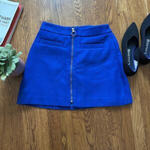 Express Royal Blue Front Zipper Mini Skirt